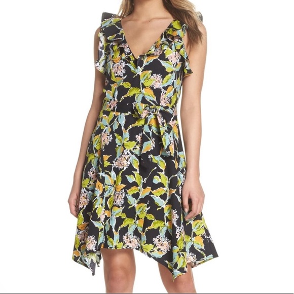 PAIGE Meera Ruffle Fit & Flare Dress Kona Floral Size Small - Picture 7 of 10